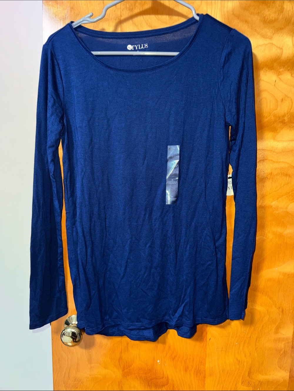 STYLUS Navy Long Sleeve Scoop Neck Top